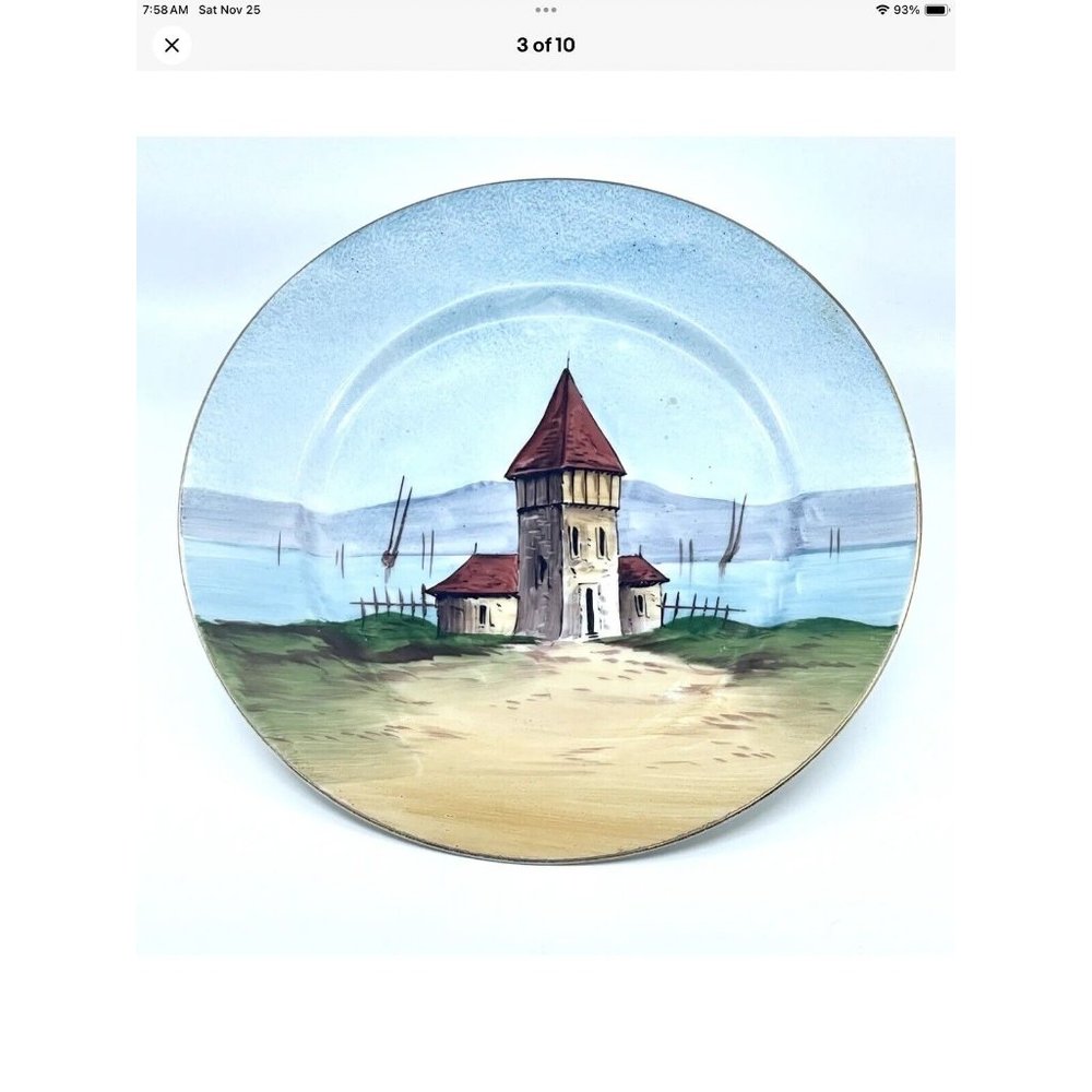 Vtg Limoges Cannes France Rare Plate Granger Porcelain Green Mark Coastal HTF - Picture 3 of 11